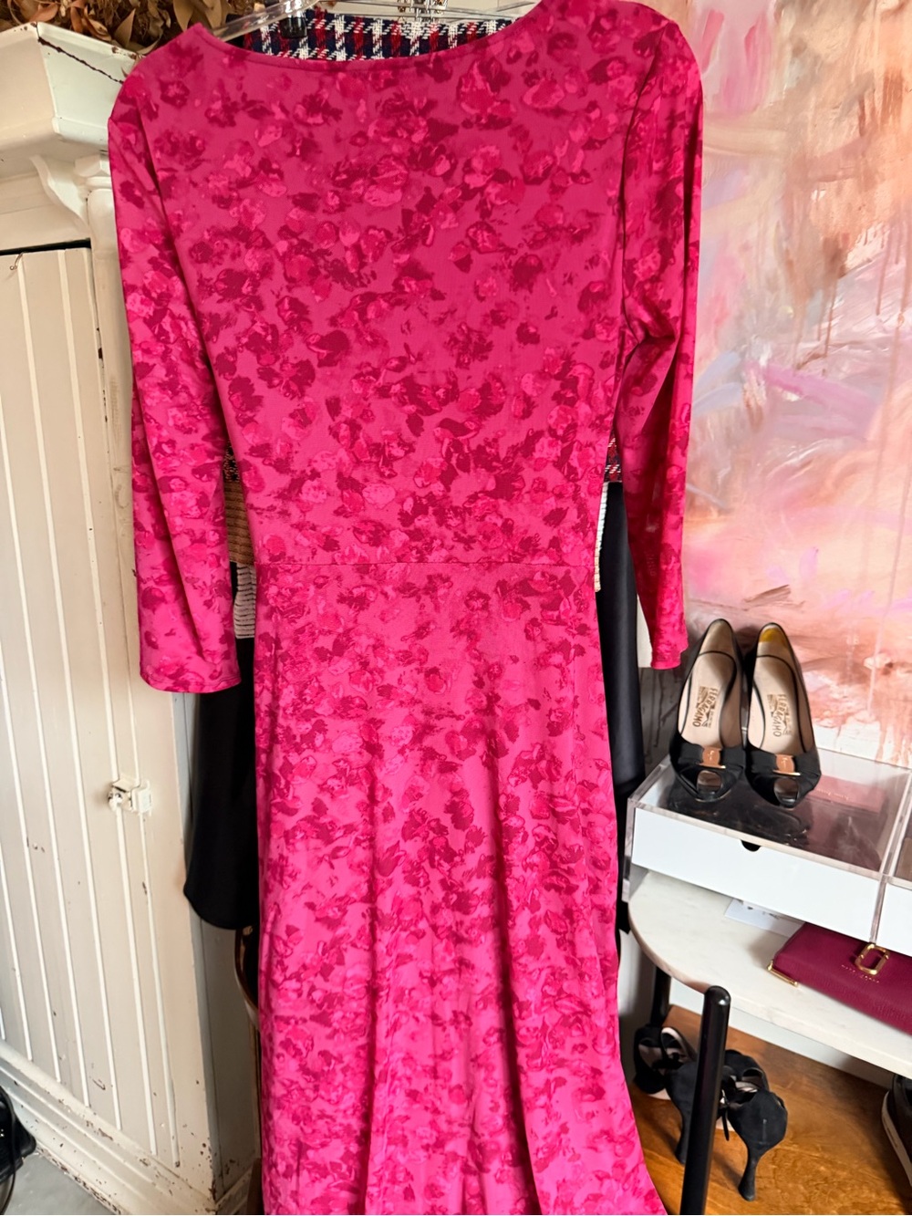 Halston Heritage Fuchsia Twist-Front Midi Dress - Picture 5 of 5